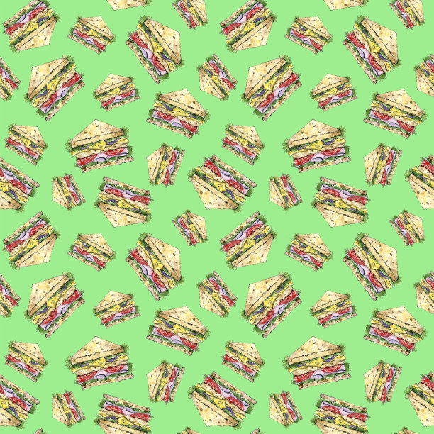 图案与三明治在绿色图片下载