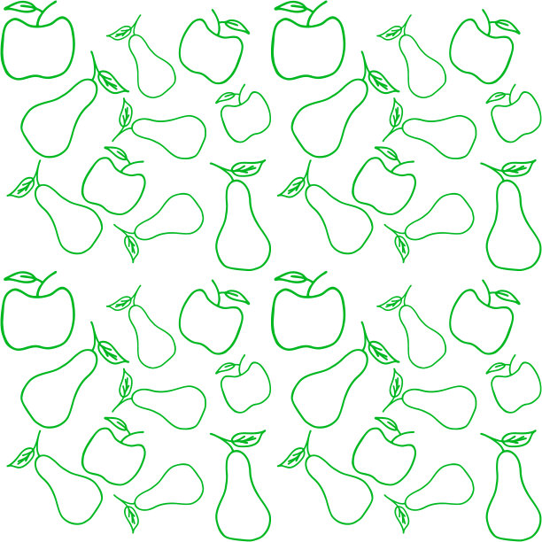 涂鸦苹果和梨图案，孩子手绘线条艺术，矢量插图图片下载