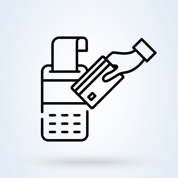 支付商户手持信用卡扁平矢量插画：EDC电子数据采集POS销售点支付流程图片下载