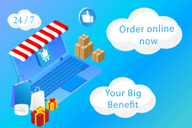 平面三维等距现代设计网上购物成功的企业电子商务概念向量图片下载