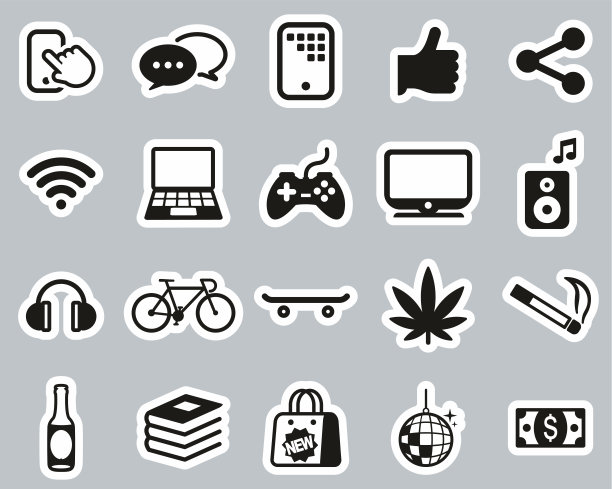 青少年偶像黑白贴纸集大图片下载