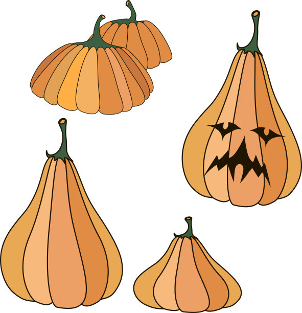 万圣节的一组南瓜。图片下载