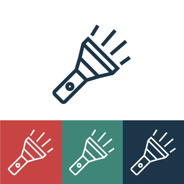 带有手电筒的线性矢量图标图片下载