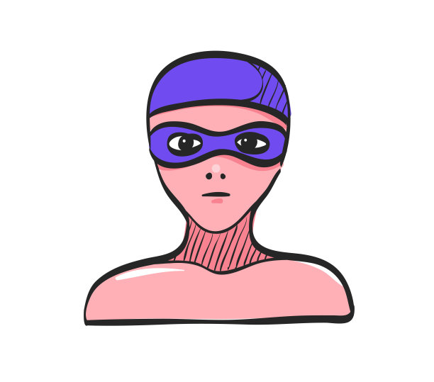 游泳运动员图标在彩色绘图图片下载