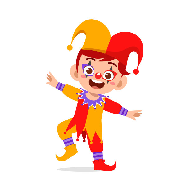 快乐可爱的小孩男孩和女孩庆祝万圣节穿着小丑服装图片下载