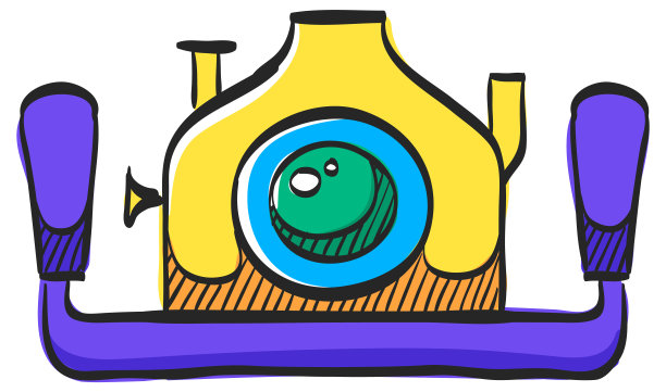 水下相机图标在彩色绘图图片下载