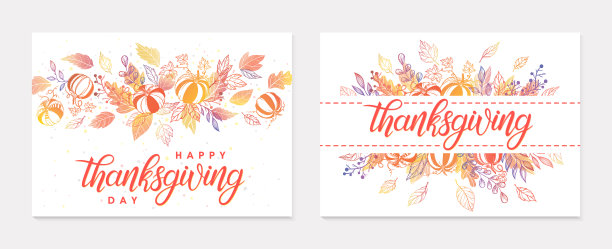 感恩节邮件与树叶和花卉元素在秋天的颜色图片下载