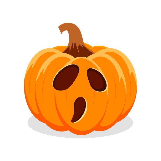 万圣节南瓜与快乐的脸在白色的背景。矢量图图片下载