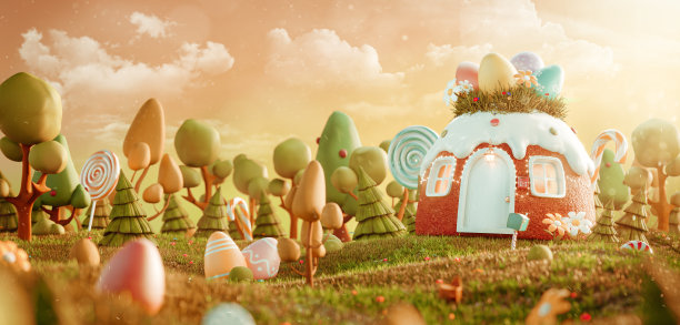 不寻常的彩色复活节3d插图图片下载