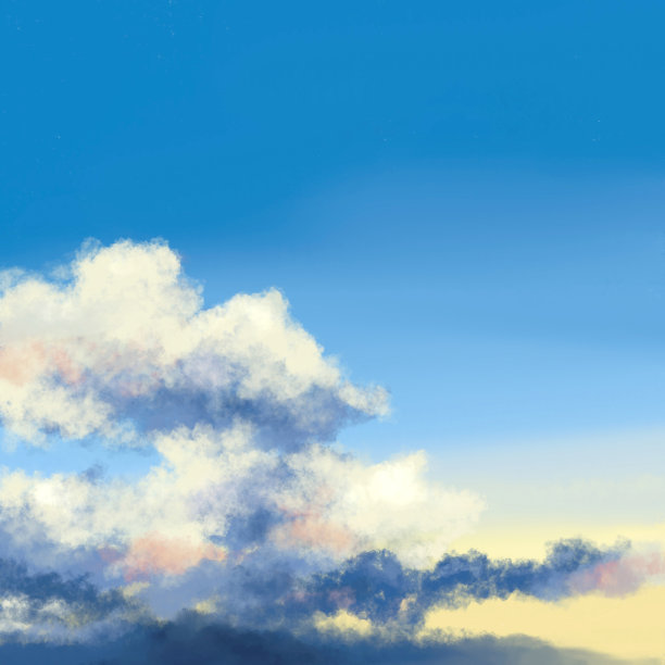 日落天空和云的插图图片下载