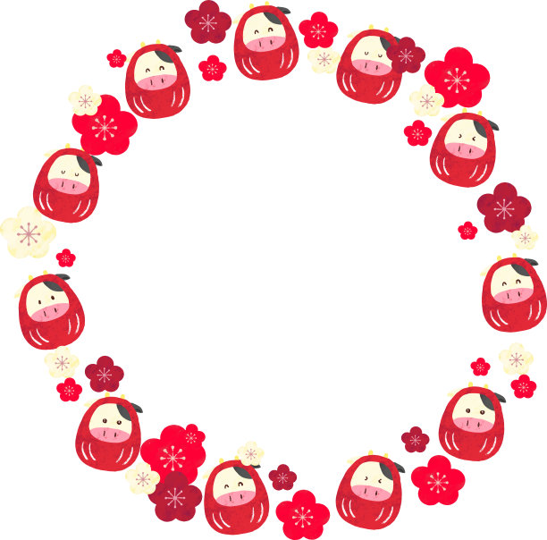 牛达摩，梅花圆架素材图片