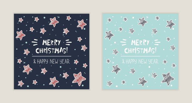 寒假贺卡与星星和手绘字母图片下载