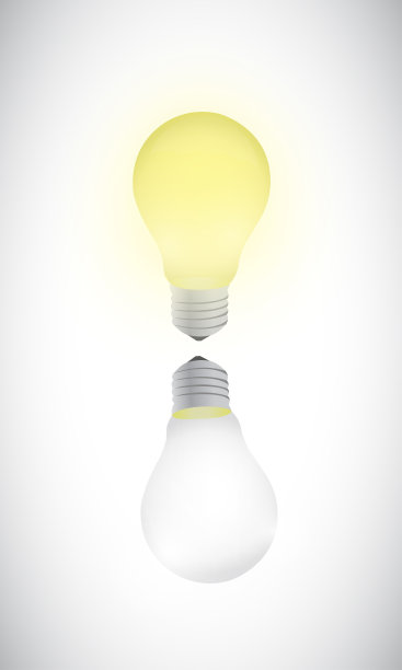 开和关灯泡的插图设计图片下载