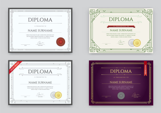 大的一套文凭或证书溢价设计模板在向量图片下载