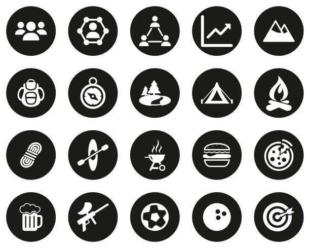 团队建设图标白上黑平设计圈设置大图片下载