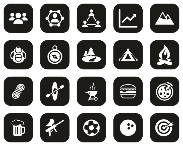 团队建设图标白色在黑色平面设计大图片下载