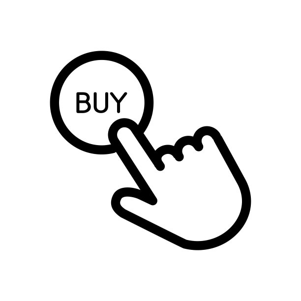 购买按钮和手线平面矢量图标图片下载