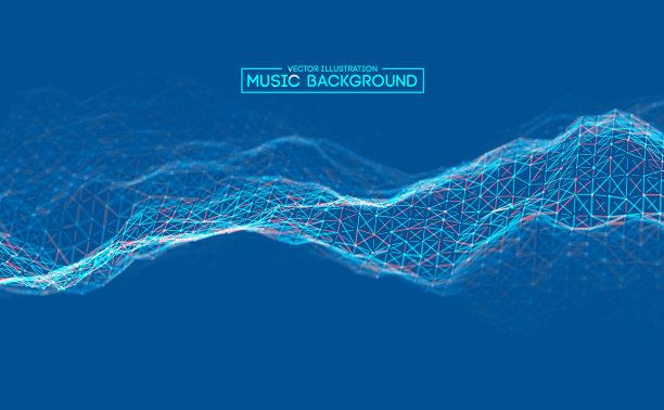 蓝色背景的设计。色彩缤纷的音乐背景设计。摘要声波音乐均衡器。粒子背景音频摘要。每股收益10。图片下载