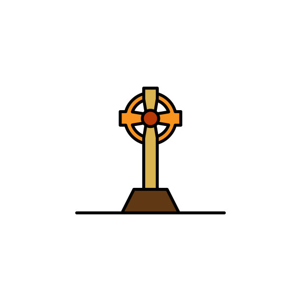 凯尔特十字，死亡轮廓图标。详细的死亡插图图标。可以用于web, logo，手机应用，UI, UX图片下载