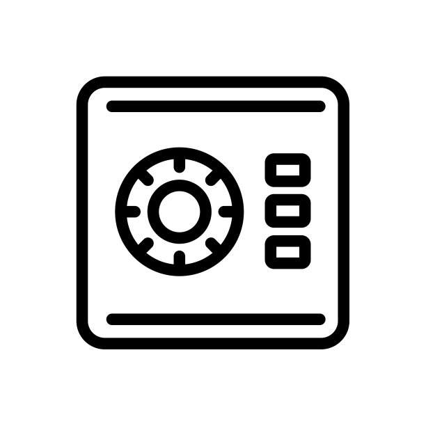 钱保险箱案线平面矢量图标图片下载