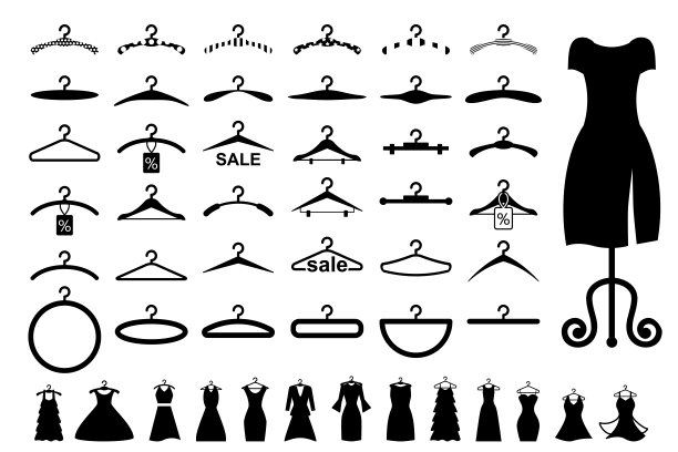 黑色衣架图标上的白色背景图片下载