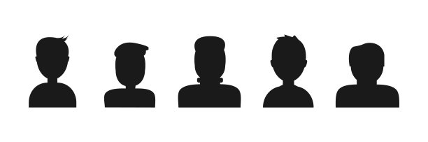 男人和女人头像插画：扁平风格男女剪影矢量图图片下载