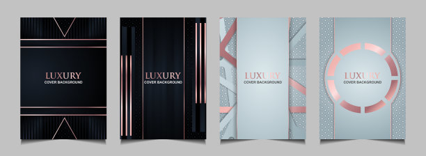 收藏豪华封面设计模板黑色和白色与优雅的玫瑰金。矢量布局premium vip风格图片下载