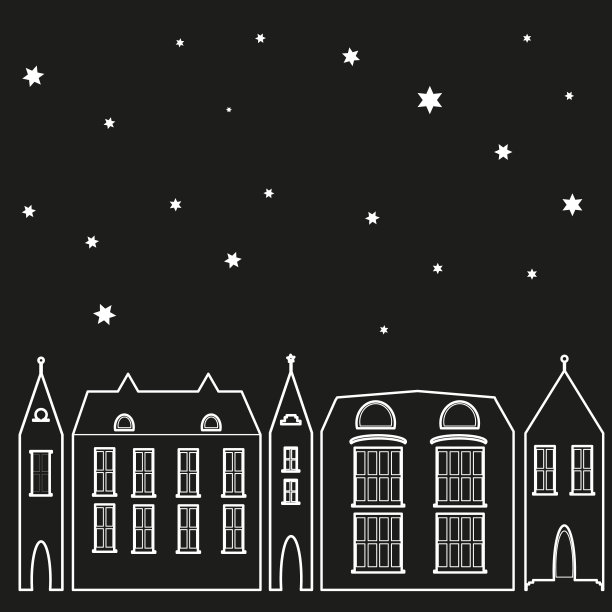 以黑色背景为背景的白宫建筑轮廓素描集。白色轮廓矢量图。体系结构的概念。概念设计。矢量图标。图片下载