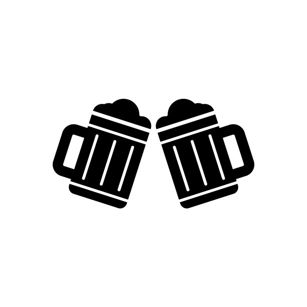 啤酒杯图标，啤酒花标志孤立的白色背景图片下载