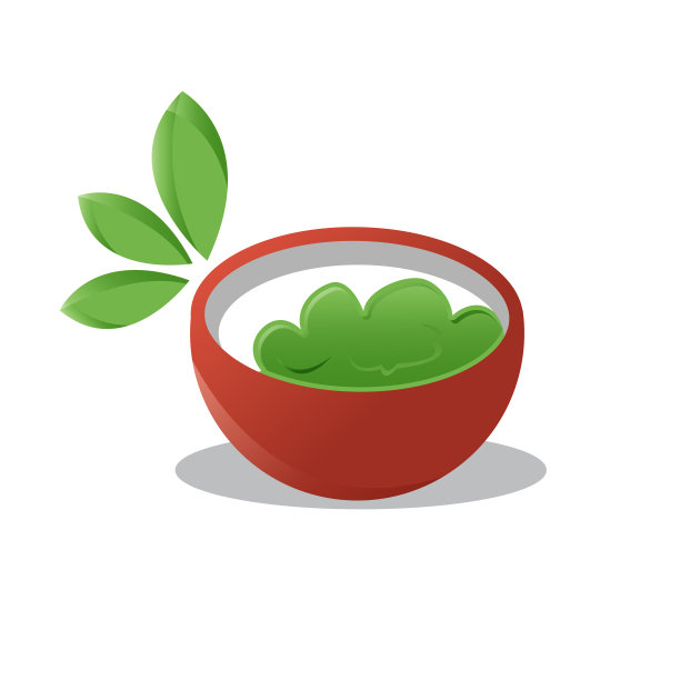 碗图标与叶子孤立在白色背景图片下载