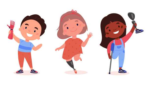 一群多文化的孩子装了假肢图片下载