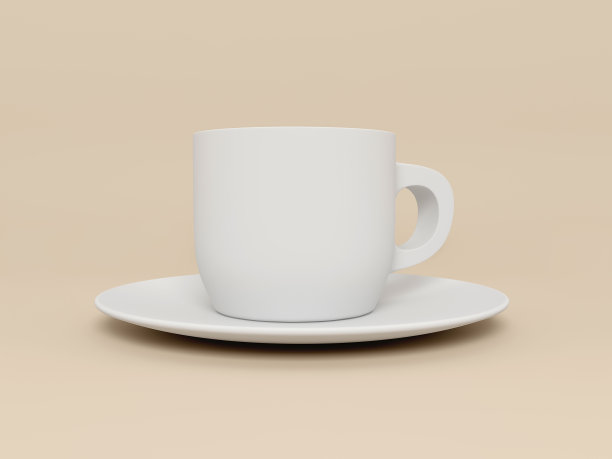 白色的杯碟。3 d渲染图像。图片下载