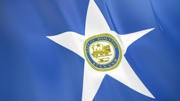 休斯顿飘扬的旗帜。德克萨斯州。美国。高质量的现实呈现图片下载