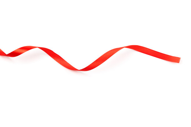 美丽的红色缎带卷曲孤立在白色背景图片下载