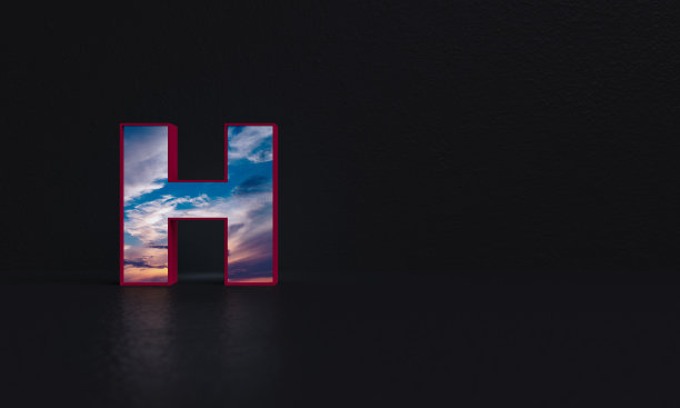 字母H -与照片背景- 3d渲染图片下载