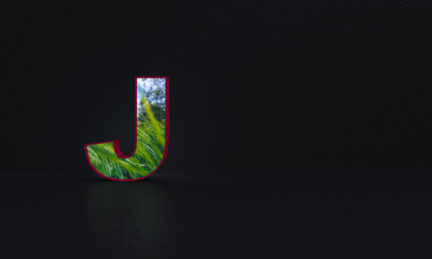 字母J -与照片背景- 3d渲染图片下载