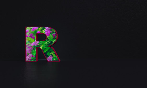 字母R -与照片背景- 3d渲染图片下载