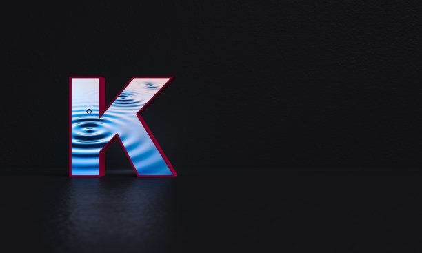 字母K -带有照片背景- 3d渲染图片下载