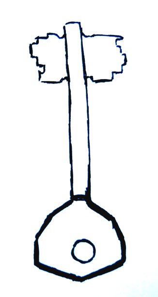 门钥匙。白色背景上的线性插图。图片下载