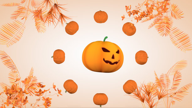 万圣节的节日的概念。背景,南瓜。三维渲染图片下载