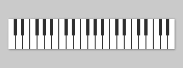 钢琴键。乐器键盘孤立在灰色背景。图片下载