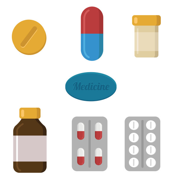 药丸胶囊图标矢量平面设置。医药维生素药媒插图。图片下载