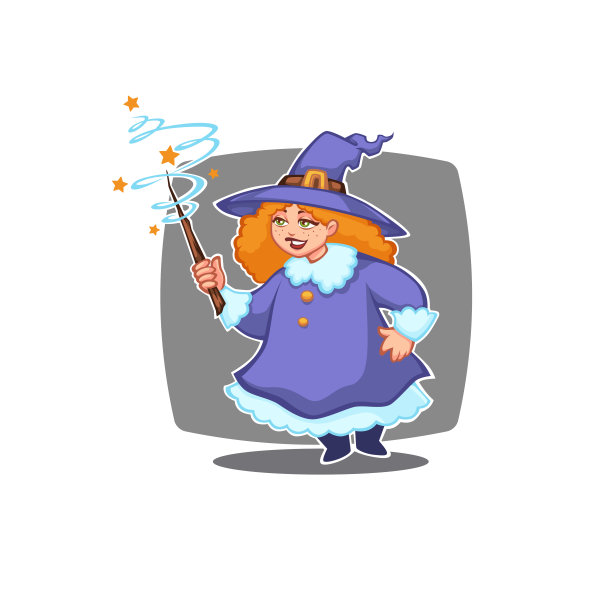 小女巫，年轻迷人的女巫肖像为您的万圣节标签，标志，徽章图片下载