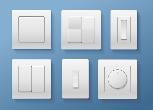 逼真的详细3d开关集。向量图片下载