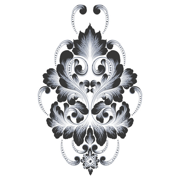 向量大马士革元素。孤立的锦缎中央剖开。古典奢华的老式锦缎装饰，皇家维多利亚纹理的壁纸，纺织品，包装图片下载