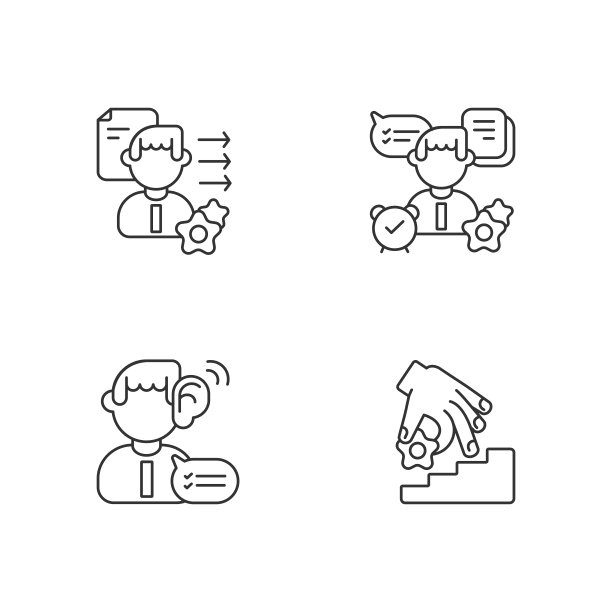 专业技能开发线性图标集图片下载