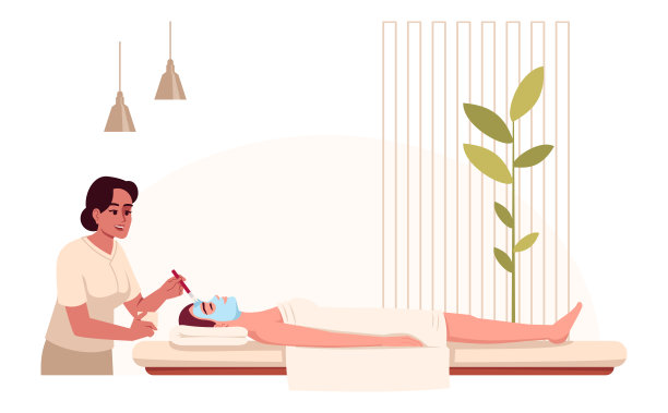 水疗处理半平面RGB彩色矢量插图图片下载