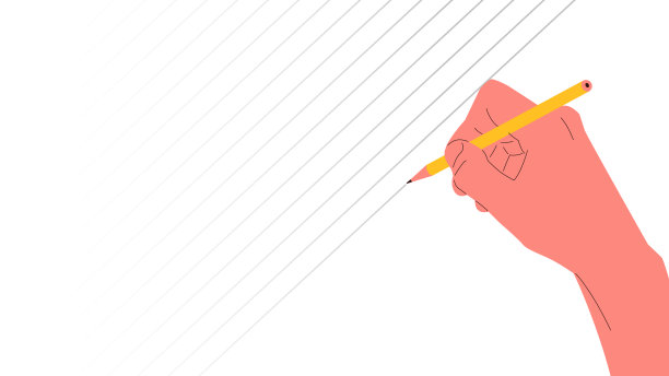 用铅笔在纸上手绘。矢量插图的手拿着一支铅笔，并在纸上画直线。艺术概念，设计，创造几何图案图片下载