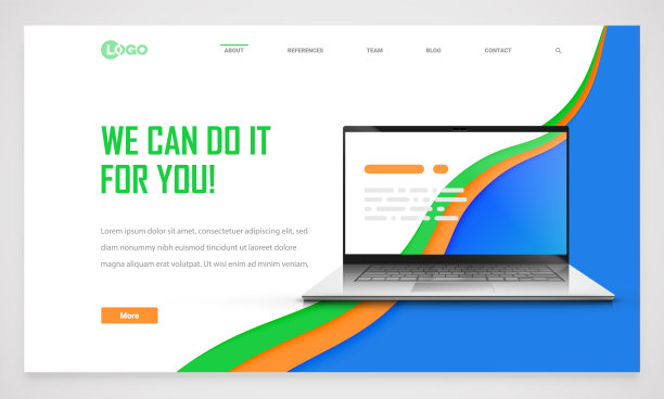 干净和现代的网站模板，矢量插图图片下载