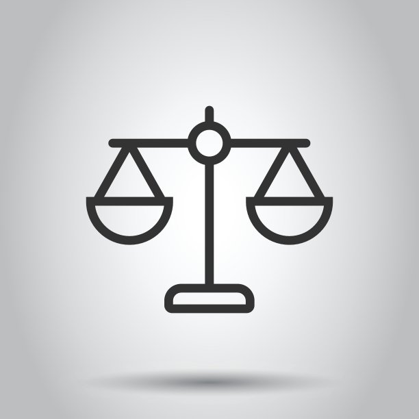 扁平风格的天平图标，白色背景上的正义矢量插画，审判商业概念图片下载